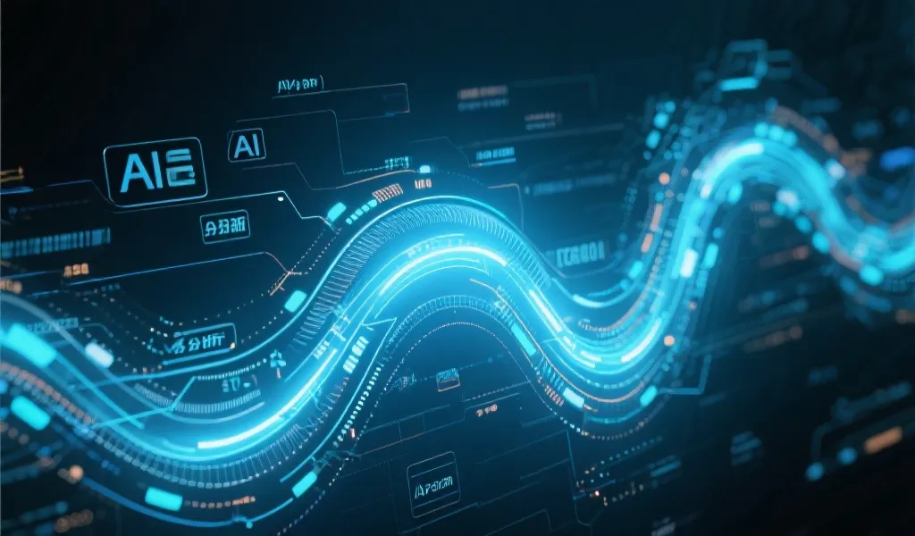 抽象的数据流与AI分析图像