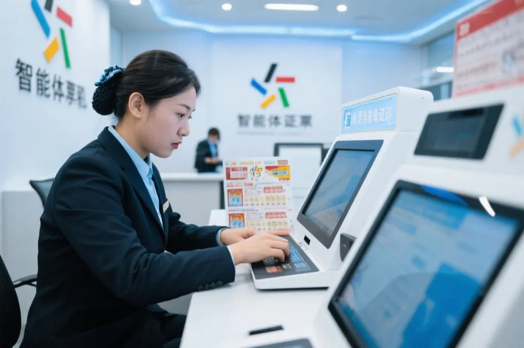 官方彩票验证设备，工作人员认真核验